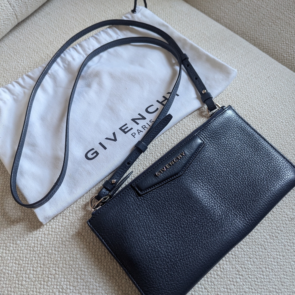 Givenchy Antigona Leather Navy Pouch With Strap